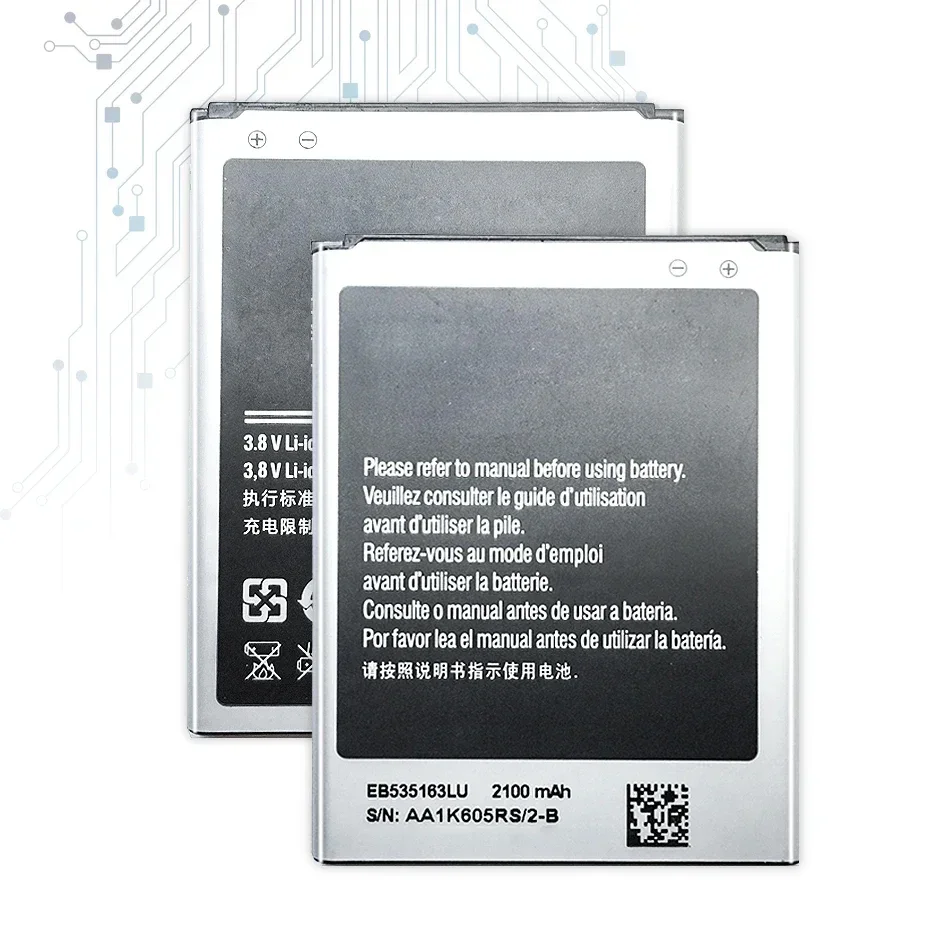 Bateria para Samsung Galaxy Grand Duo, EB535163LU, 2100mAh, GT-I9082, G9082, I9080, I879, I9118, I9060, I9082 Baterias