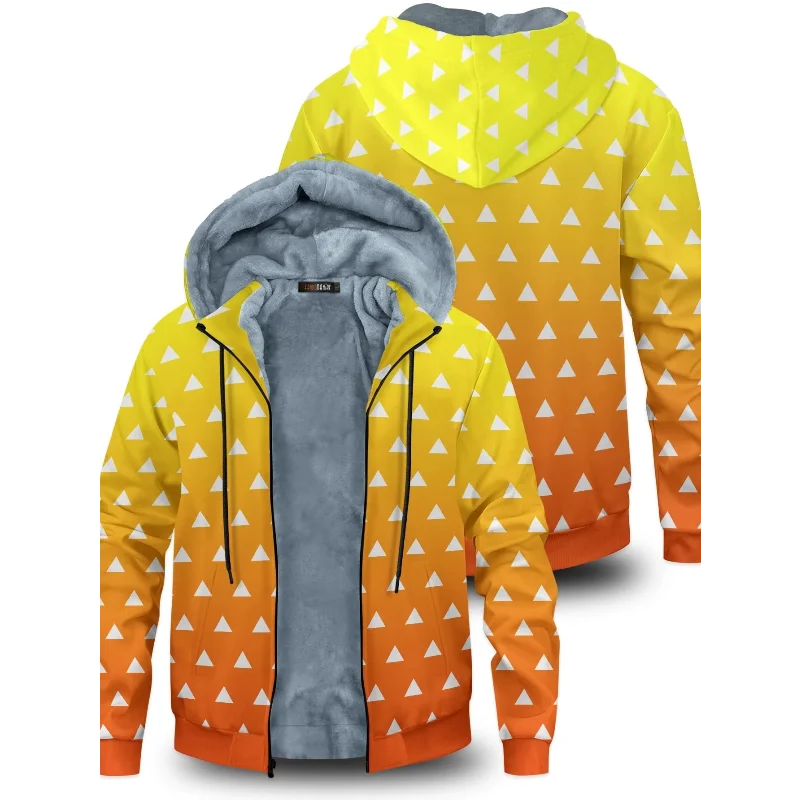 New Demon Slayer Anime Velvet Thick Warm Winter Oversized Hoodie Coat Zip Up Sweatshirt Winter Top Plus Size Coat Plush Jackets view 6