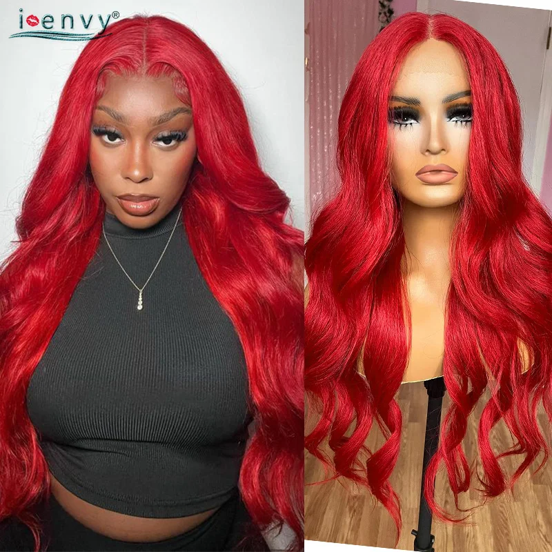 

Hot Red Body Wave 13X6 Hd Lace Front Human Hair Wig Transparent 13X4 99J Burgundy Curly Lace Front Wigs Colored Lace Frontal Wig