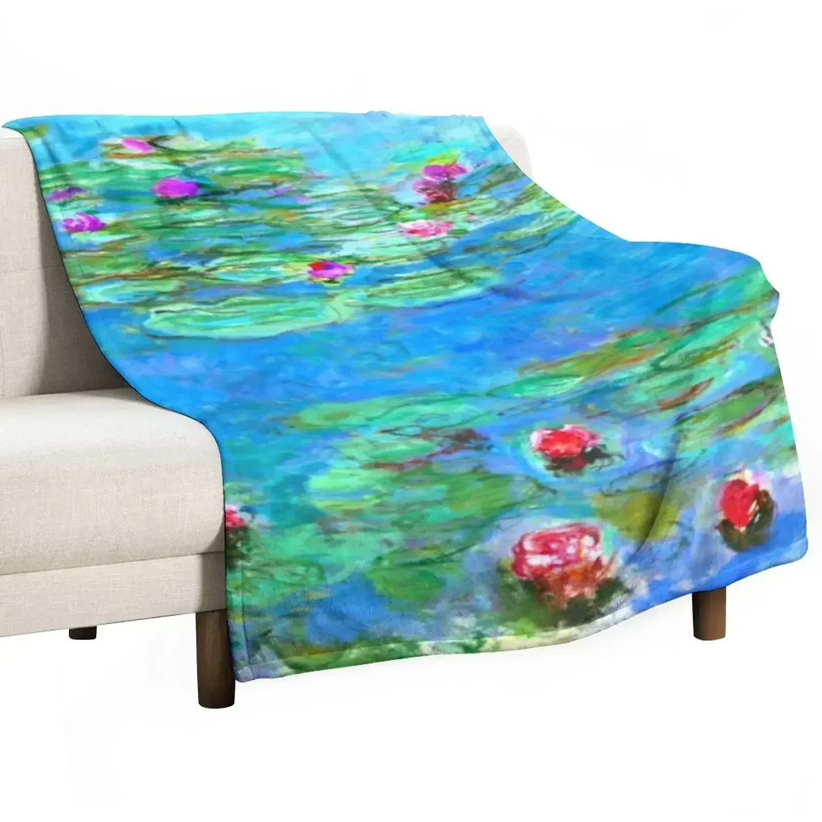 

Claude Monet - Cyan Blue Water Lilies /Nymphéas Vert d'eau Throw Blanket Luxury Blankets For Baby Blankets