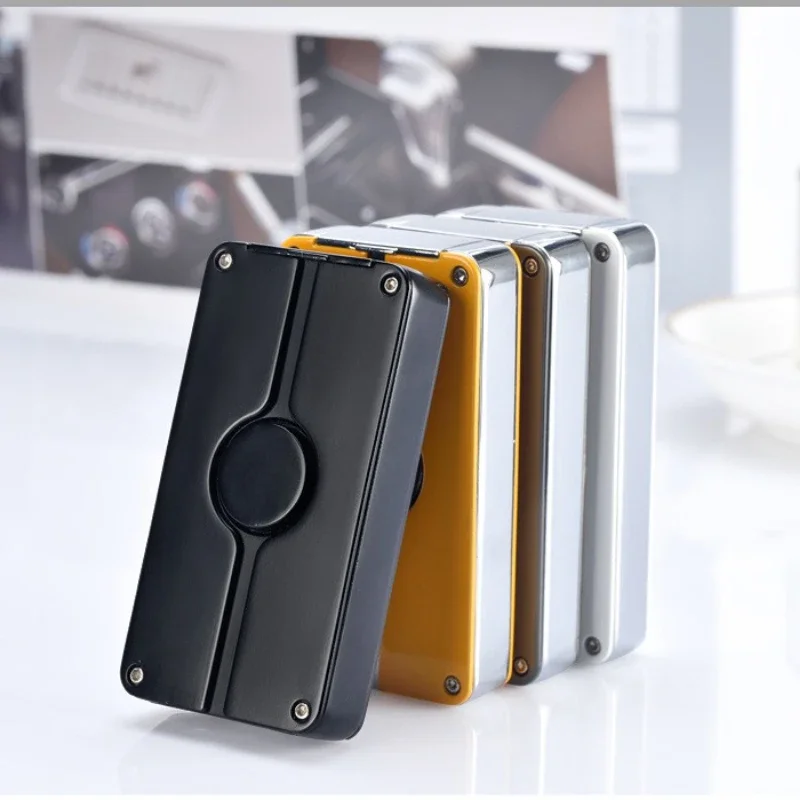 Three Flame Blue Torch Jet Lighter, Windproof Metal Butane Inflatable Lighter, with Cigar Diamond, High-end Gift for Men