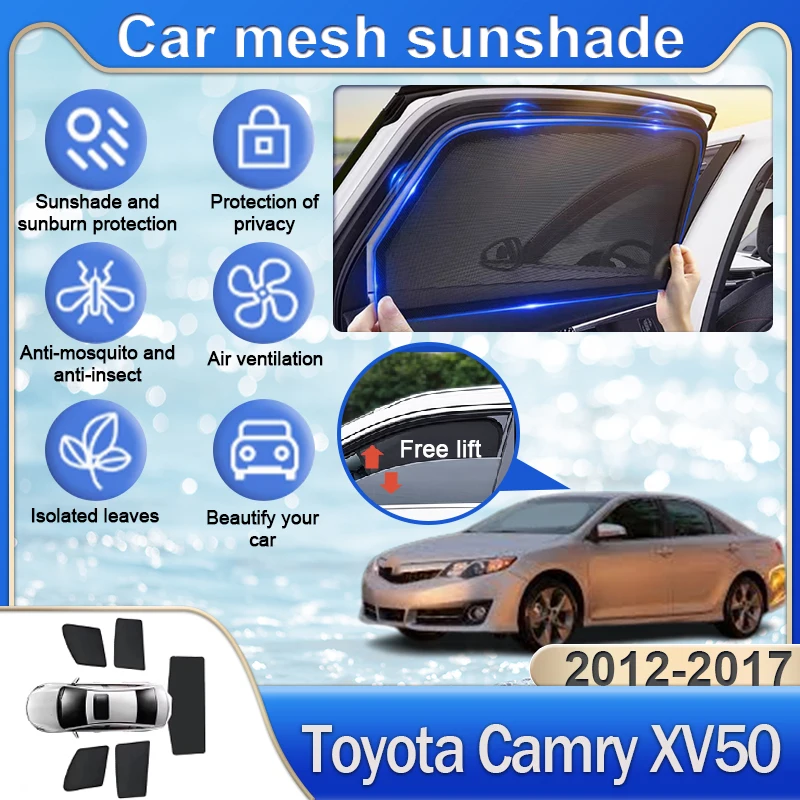 

Автомобильные солнцезащитные козырьки для Toyota Camry XV50 2012 ~ 2017, защита от УФ-лучей, магнитное покрытие, блокирующая штора, автомобильные аксессуары, авто