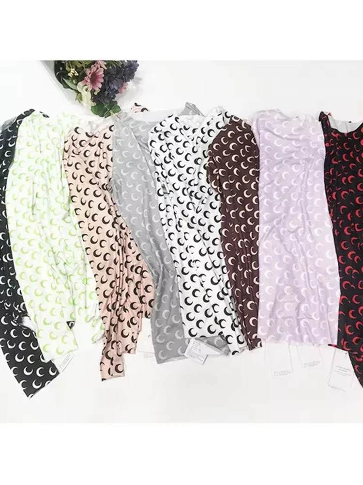 女性用長袖Tシャツ,プリントメッシュ,カジュアル,日焼け止め,シルク,インナーレイヤー,春,秋のファッション