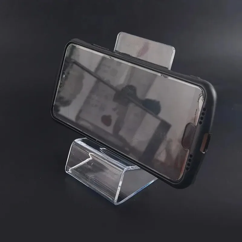 Acrylic Smartphone Stand Crystal Clear Desktop Universal Mobile Device Holder Minimalist Bracket for Home Office Daily Use view 3