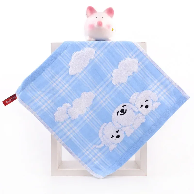 1 قطعة 30x30 سنتيمتر الكرتون جرو الجاكار منقوشة القطن لينة ماصة الحمام معلقة الأطفال أطفال منشفة وجه مربعة