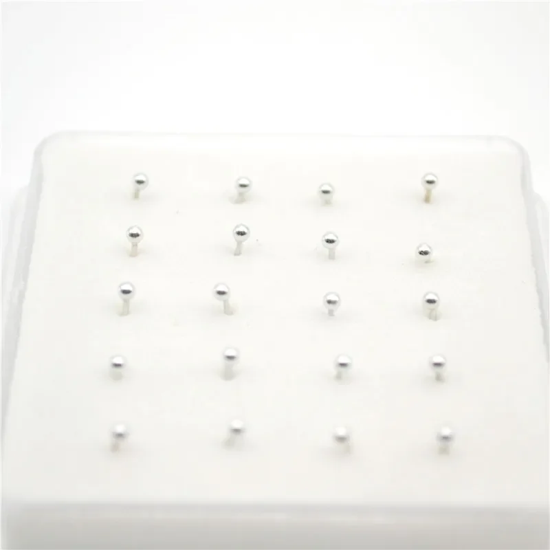 925 sterling silver nose studs with ball nose piercing jewelry Ear Stud Bone 2mm