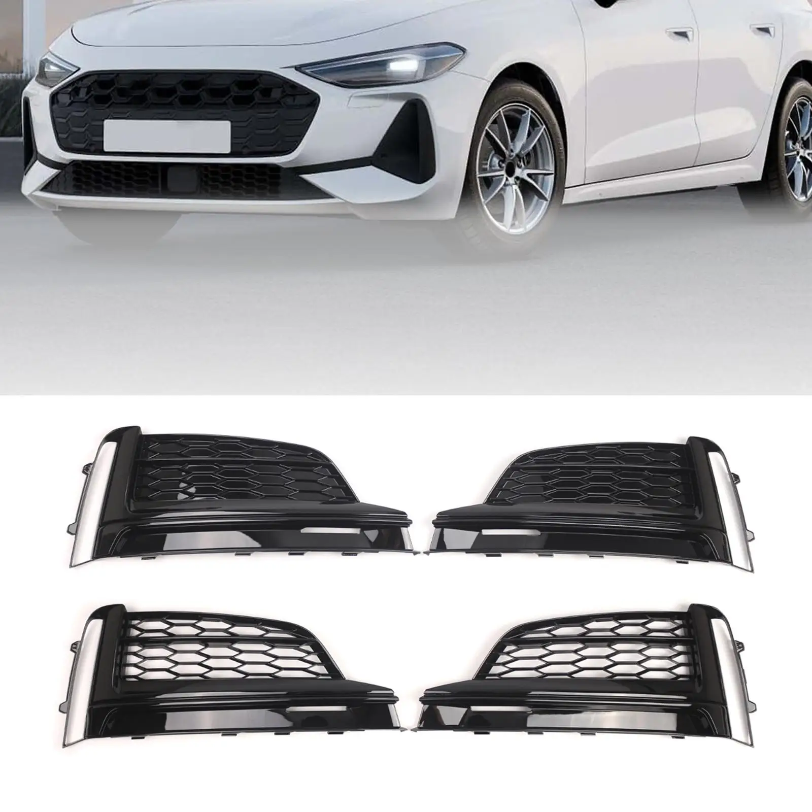 Fog Light Grilles 8W6807681F Parts Directly Replace Accessories Sturdy 8W6807682F Fog Light Covers for Audi A5 S-line 16-20