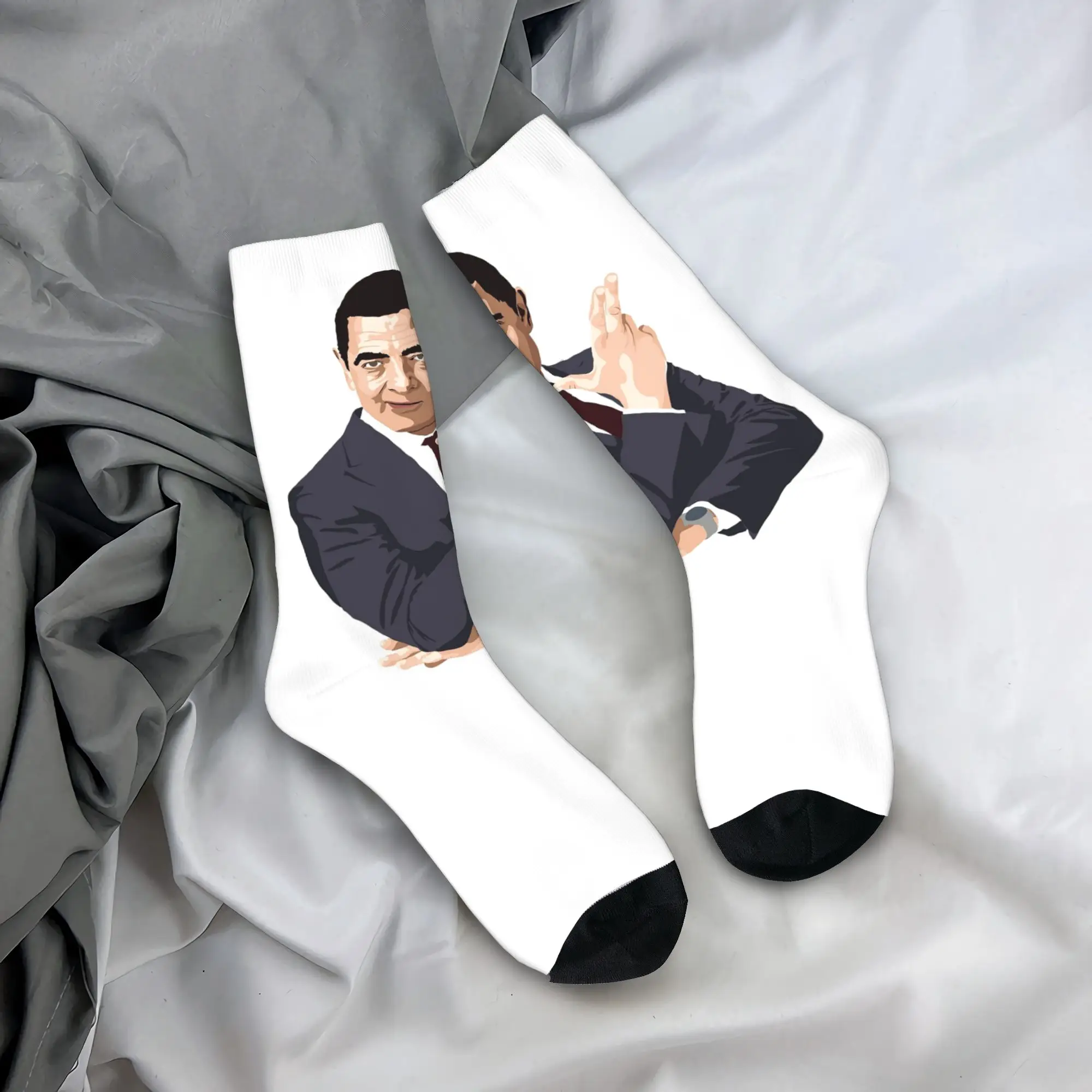 

Носки на все сезоны с забавным мультяшным принтом Мистера Бина, длинные носки в стиле Харадзюку, хип-хоп, аксессуары для мужчин и женщин, рождественский подарок