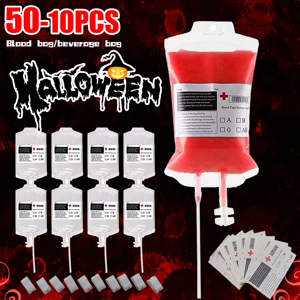 350ml Halloween Blood Bags Alcohol Juice Drinking Bag Halloween Birthday Party Decoration Vampire Cosplay Supplies Horror Props