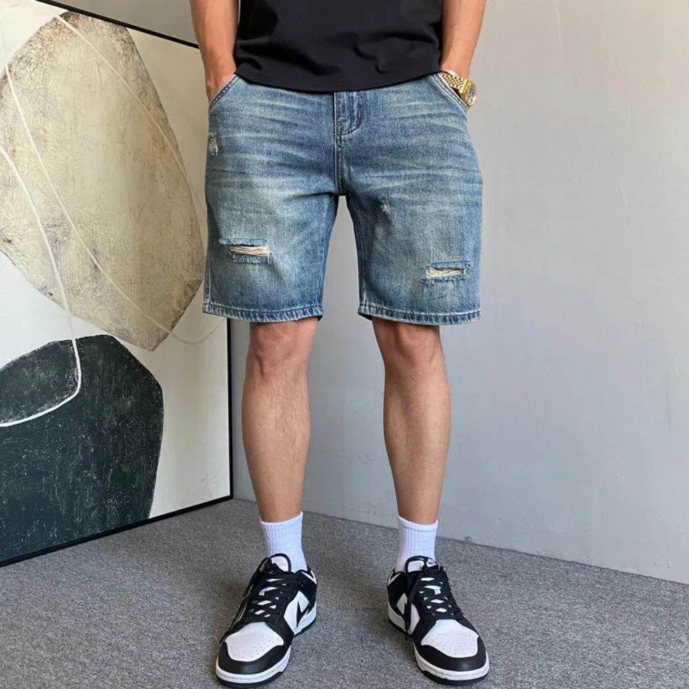 Pantaloni da sesso con apertura sul cavallo all'aperto Pantaloncini di jeans maschili Pantaloni hotpants esotici da uomo Cargo Jeans strappati Tuta cargo Coppia Casual Streetwear