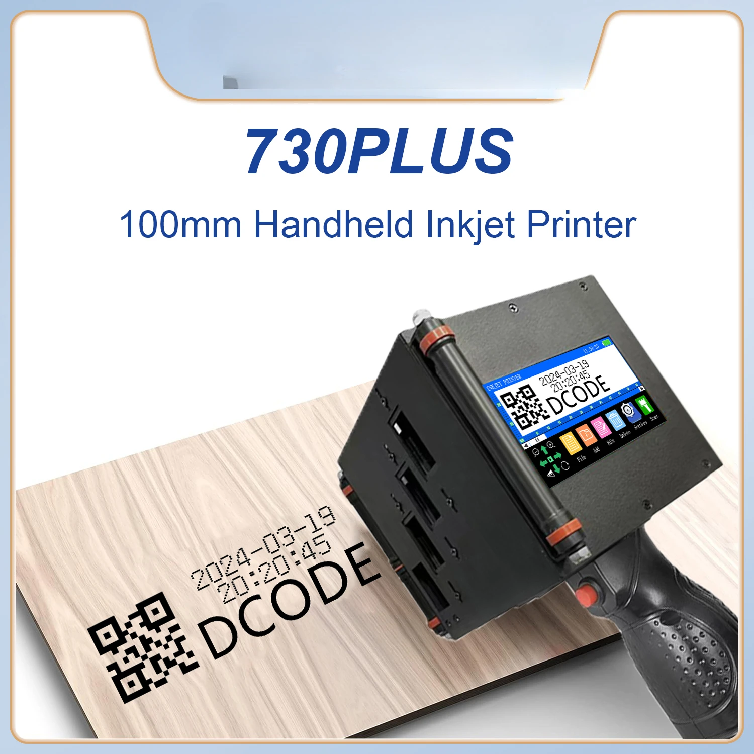 730PLUS 100mm Portable Handheld Thermal Inkjet Printer QR Barcode Batch Number Logo Expiry Date TIJ Coding Machine