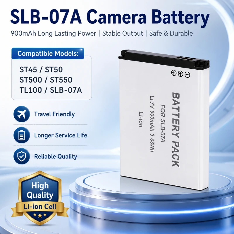 900mAh 3.7v Multiple Models Suitable for Samsung DIGIMAX-ST45 ST50 ST500 ST550 TL100 SLB-07A DC/DV Long Range Digital Battery