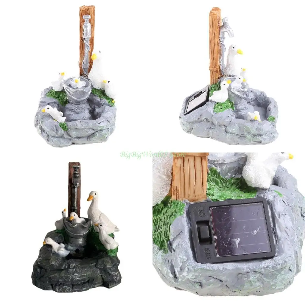 

24TE животное белка утка садовая статуя с солнечными фонарями водопад фонтан фигурка из смолы орнамент уличные украшения для