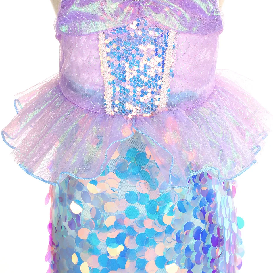 Pailletten Fishtail Prinses Kostuum Kinderen Paarse Jurk Voor Meisjes Halloween Zeemeermin Cosplay Kinderen Carnaval Verjaardagsfeestje Jurk