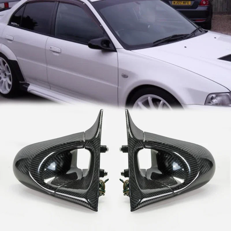 For Mitsubishi Evolution Evo 5 6 CP9A Carbon Fiber Glossy Finish Aero View Mirror Repalcement (Right Hand Drive Vehicle)