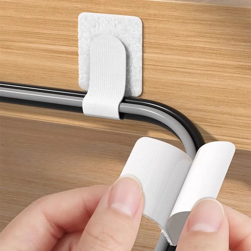 50/5pcs Reusable Cable Ties Velcro Ties Self-Adhesive Power Cord Cable Holder Adjustable Cord Storage Desktop Organiser
