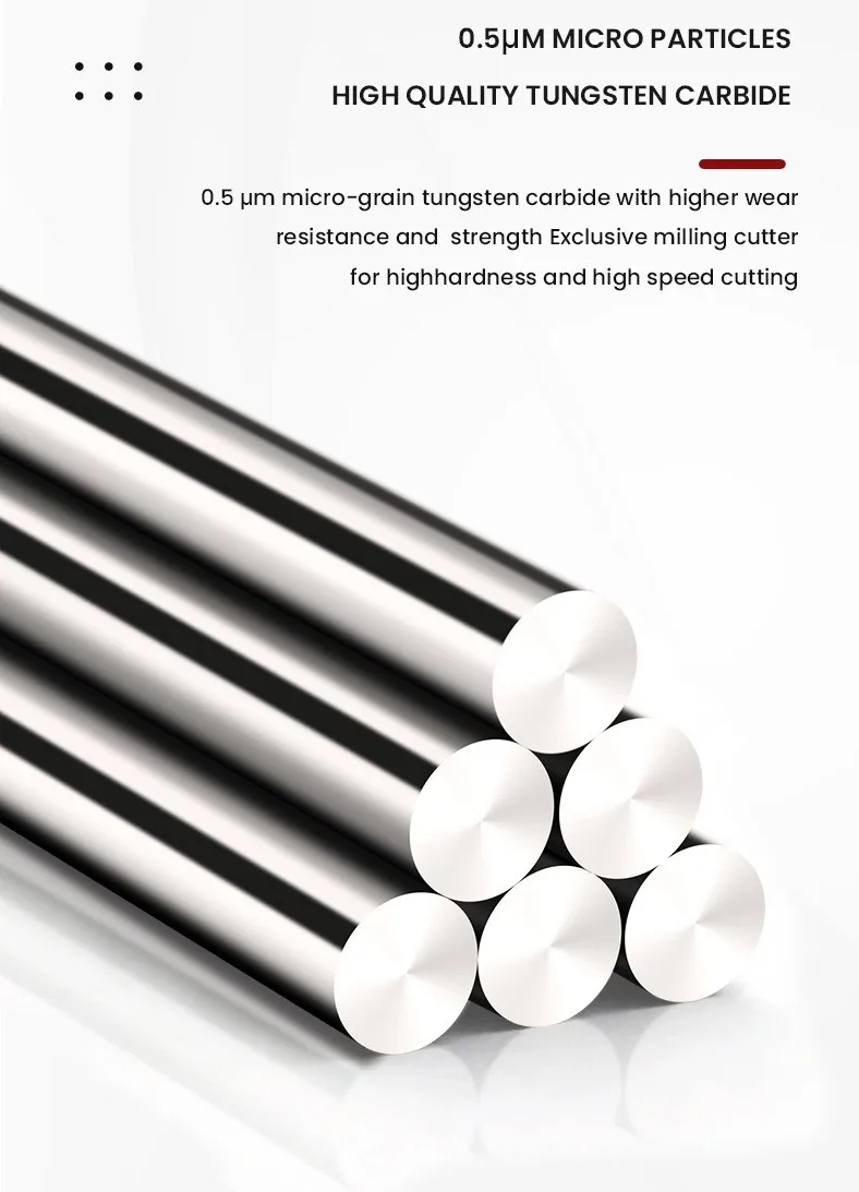 12mm 3PCS HRC55 4F Hartmetall-Fräser mit Legierungsbeschichtung, Wolframstahl, CNC-Maschinenbearbeitung, Flachfräser-Werkzeuge – Detail 4