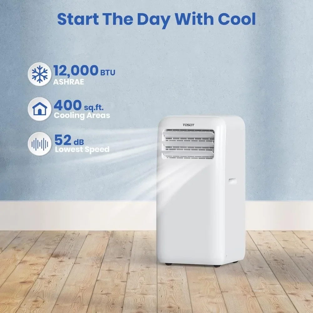 12,000BTU Portable Air Conditioner WiFi Control 3-in-1 Portable AC Dehumidifier Fan for Large Rooms Up to 400 sq ft