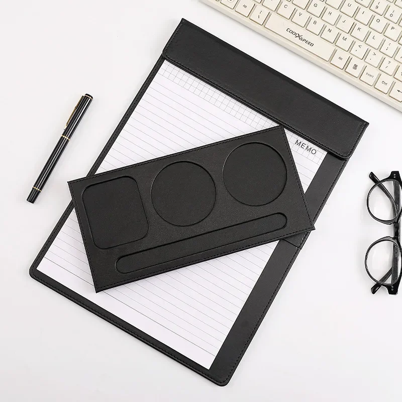 Imagem -04 - Couro Escrita Pad com Pen Holder a4 Clip Board Folder Paper Office Supplies Organizer Caixa de Armazenamento Prancheta Documento