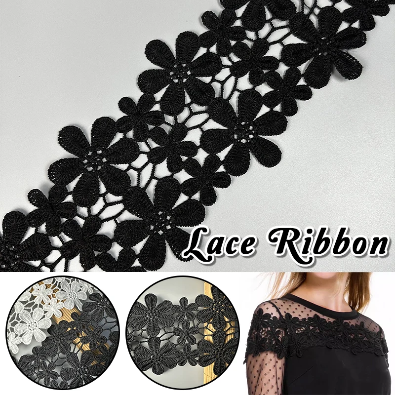 2yards Double Row Plum Blossom Milk Silk Water-Soluble Lace DIY Sexy Wedding Dress Skirt Handmade Sewing Decorative Lace Trim