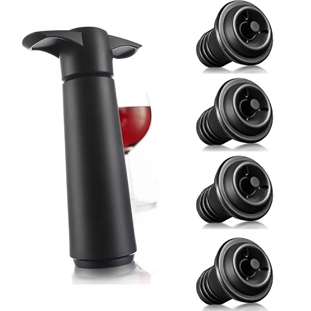 Bottle Sealer Reusable Wine Vacuum Pump with Stoppers Sealed Wine Bottle Stoppers Universal Black Wine Preserver Bar Supplies