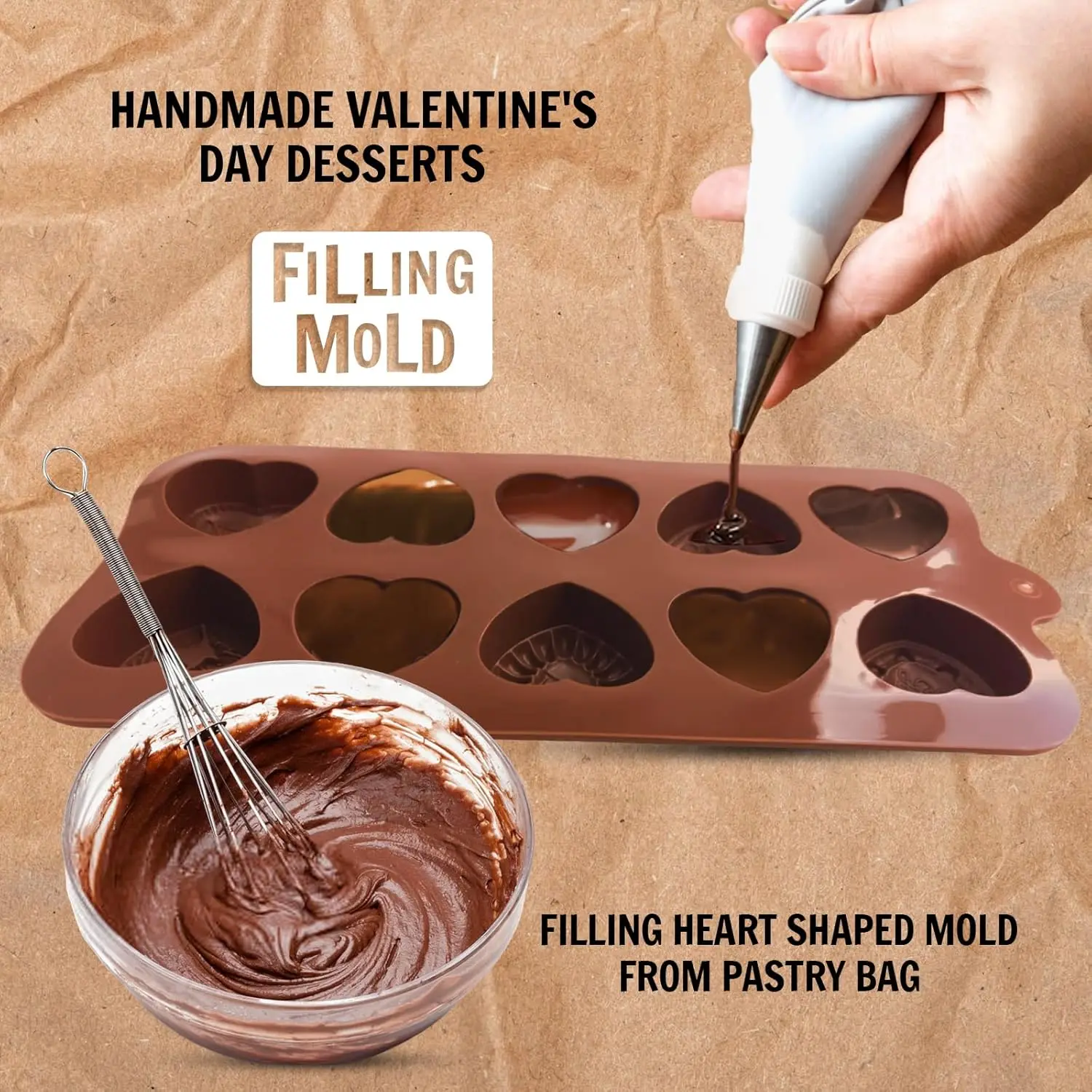 Heart Chocolate Molds 10-Design Love Rose Silicone Molds Non-Stick Baking Molds for DIY Chocolate, Candy, Gummy, Ice Cubes 4