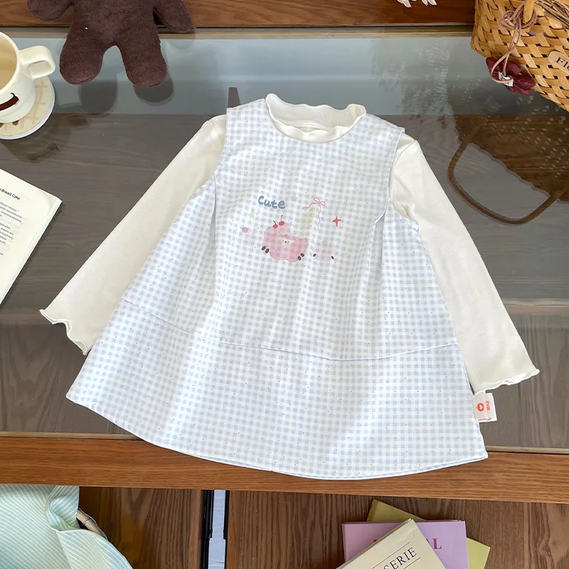 

Spot GoodsCT269005Girls' children's outfit 2026Spring New Cartoon Long Sleeve DressTT-shirt Two-Piece Set