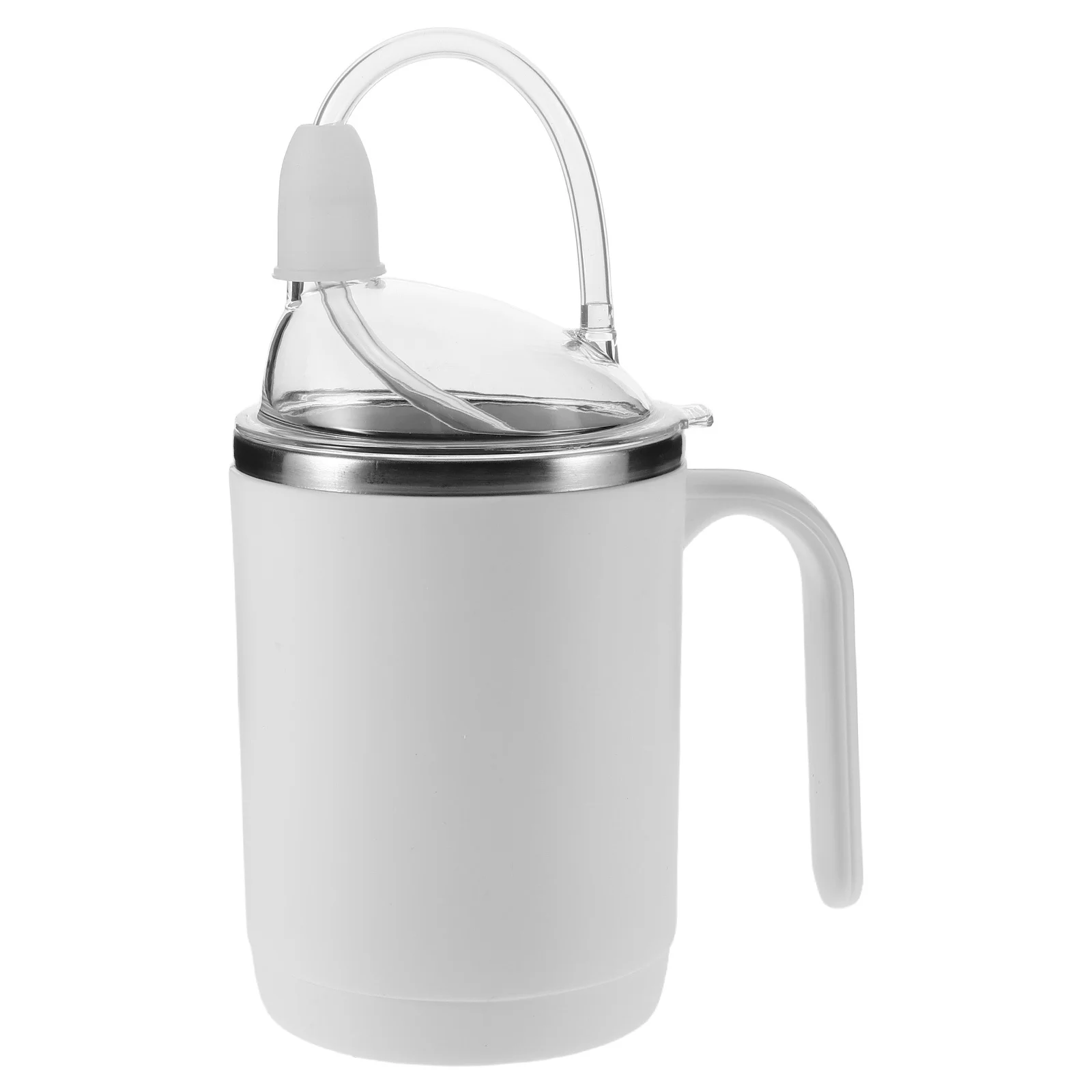 

450Ml Elderly Drinking Cup Spill Proof For Seniors With Detachable Straw Stainless Steel Handle Hospital Water Cup Adaptive