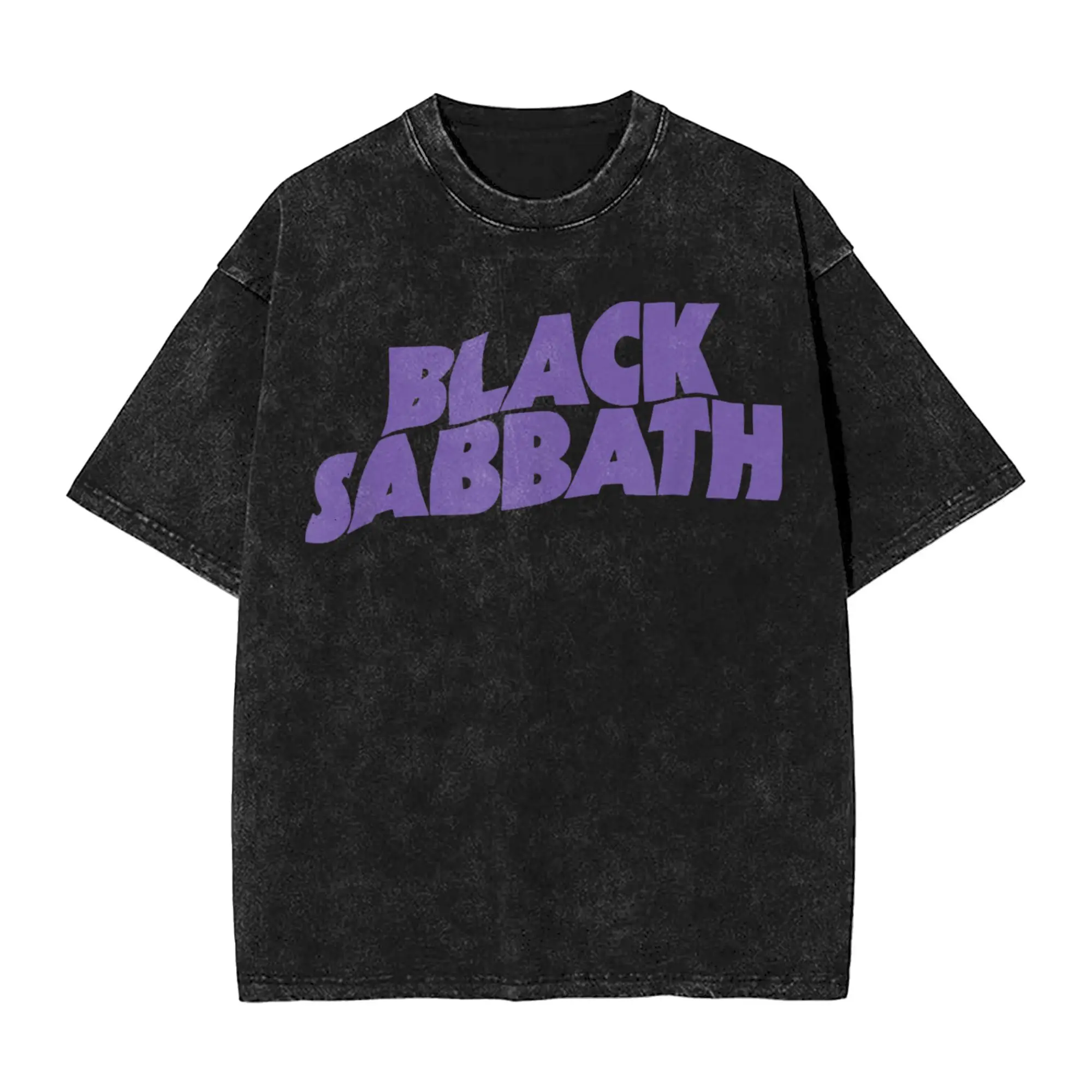 Blacks Sabbaths Purple Logo Washed T Shirts Streetwear Hip Hop Fashion T-Shirts  Tees Tops Men Women 100% Cotton Oversize Summer