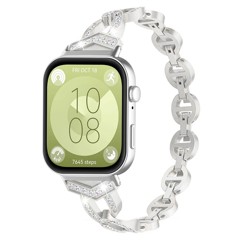 Pulseira de metal para huawei watch fit 3, pulseira de aço inoxidável para huawei watch fit3, pulseira de diamante para huaweiwatch fit 3 correa