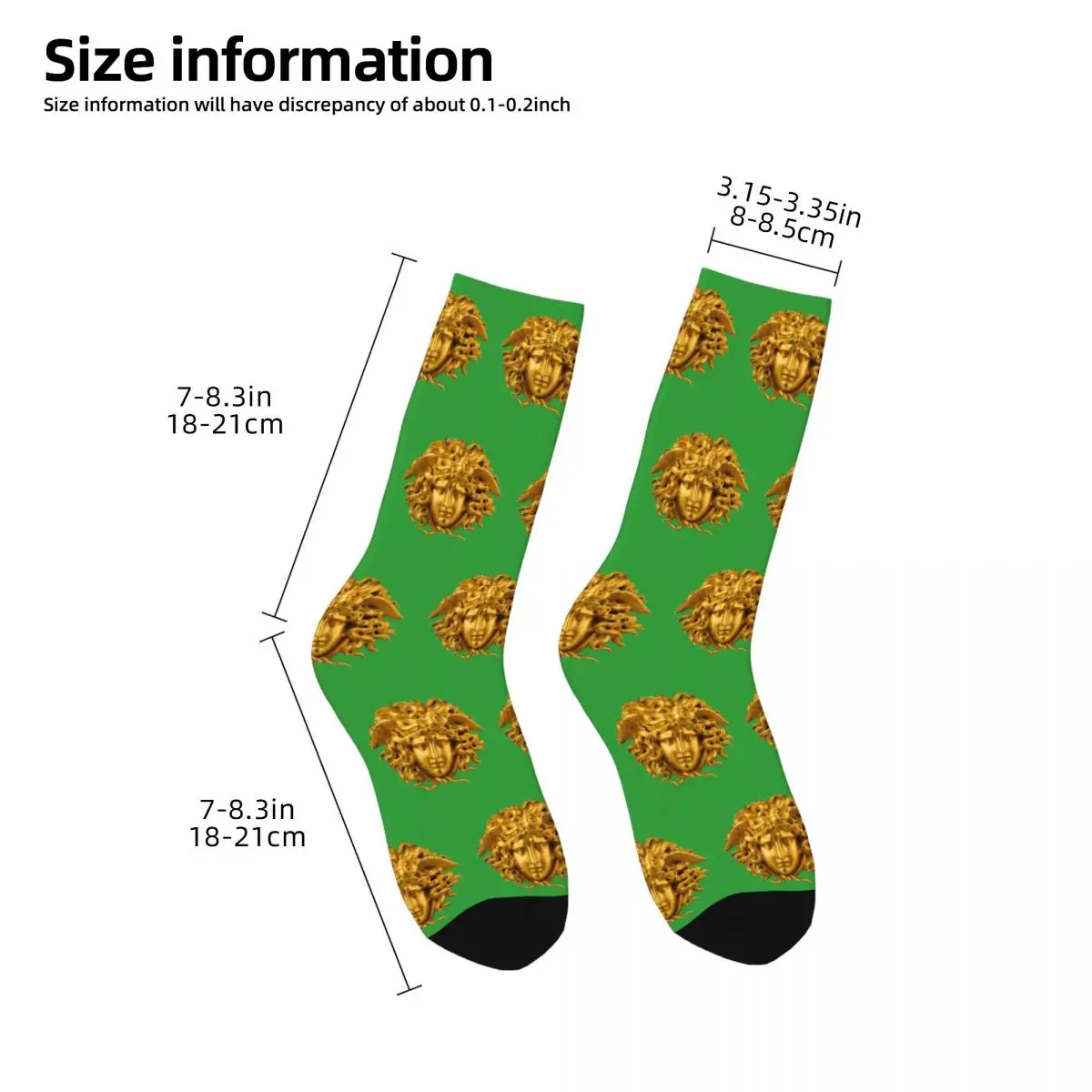 Autumn Winter Cool Women Men Elegant And Chic French Golden Haired Socks Mythological Greek Medusa Breathable Skateboard Socks