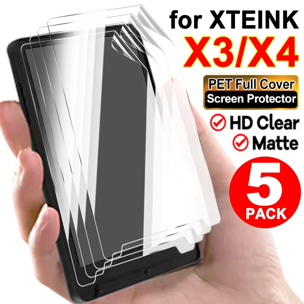 

5-1pcs Soft PET Full Cover Protective Films for XTEINK X3 X4 HD Clear Matte Anti-glare Screen Protector for XTEINK X4 E-reader