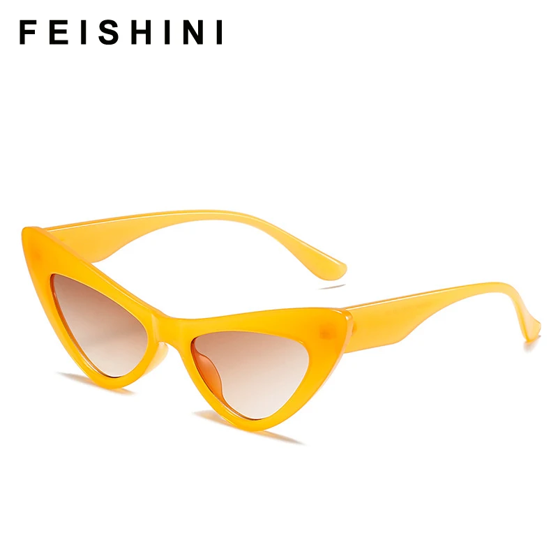 

Feishini Vintage Triangle Cat Eye Women Sunglasses Personality PC Frame Resin Lens Travel Eyewear Fishing Glasses Riding Glasses
