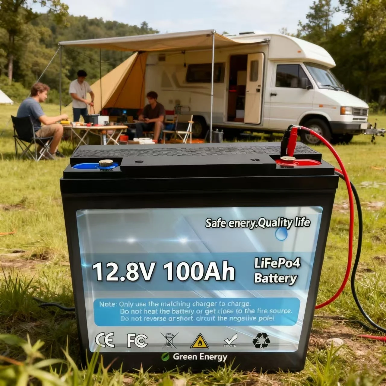 

12.8V 100Ah Lifepo4 Rechargeable Battery with BMS - Perfect for Solar PV System Off-Grid for Solar RV Boat Off-Grid System