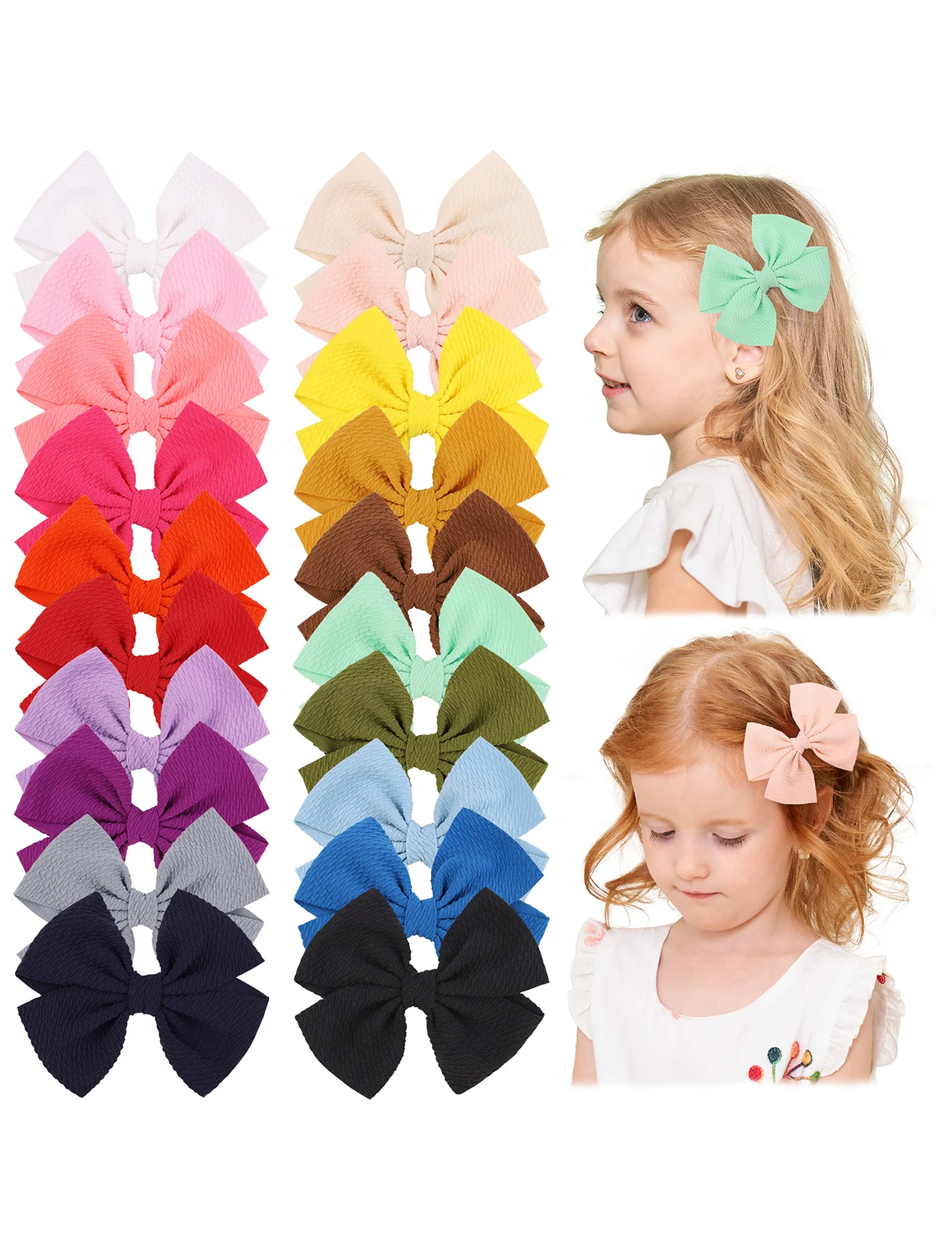20/40 Stück Zufällige Farben Nylon-Haarspangen mit Schleife für Mädchen Handgefertigte Sicherheits-Haarnadeln Boutique-Haarklammern Kinder-Haaraccessoires