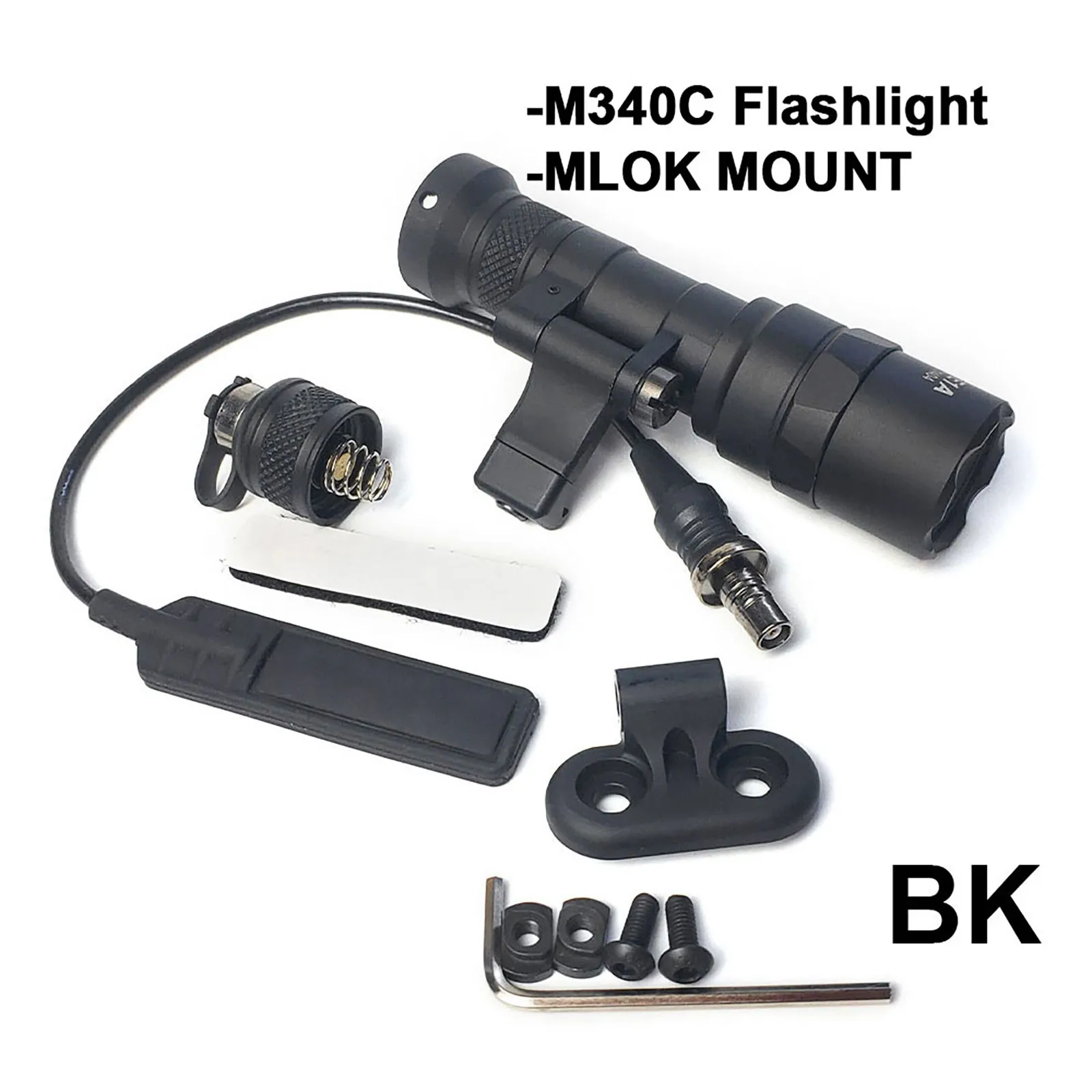 M340C Tactical LED Flashlight 500 Lumens Weaponlight,Rifle Mlok Mount Offset Fit 20mm Rail For Airsoft