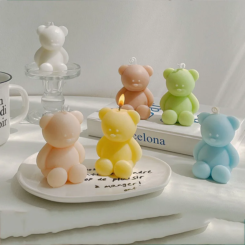 

Cute candles bear birthday decor scented candles ins desktop decorative centerpiece aromatic candles on the cake birthday gifts