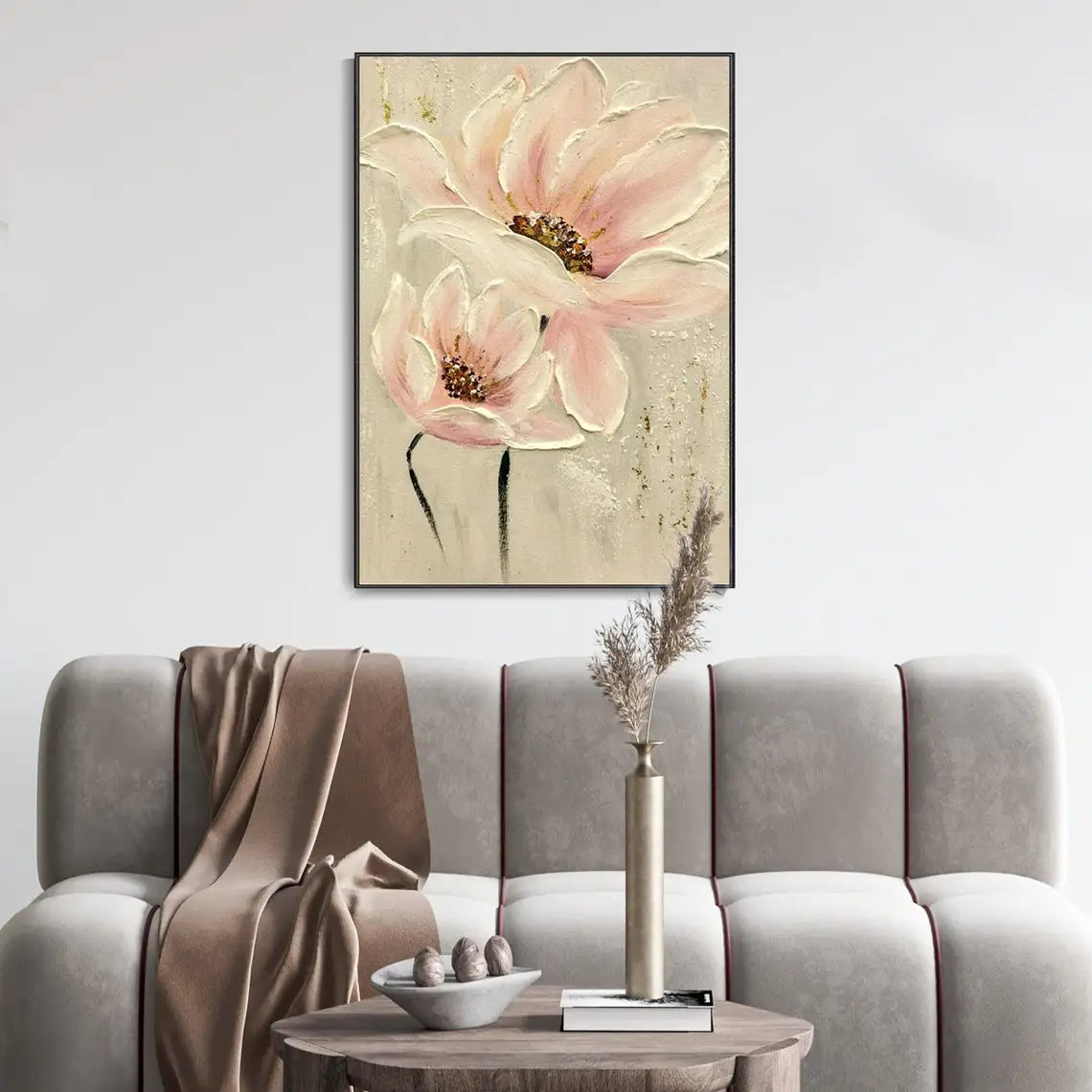 Blooming Lilies White Flower Canvas Hand Painted Custom Christmas Gift Landscape Oil Painting Living Room Wall Art Home Decor