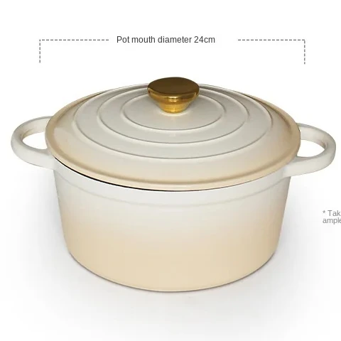 

Чугунная кастрюля белого цвета, для супов, приготовления пищи, керамическая, для индукционных и газовых плит, универсальная эмалированная кастрюля.