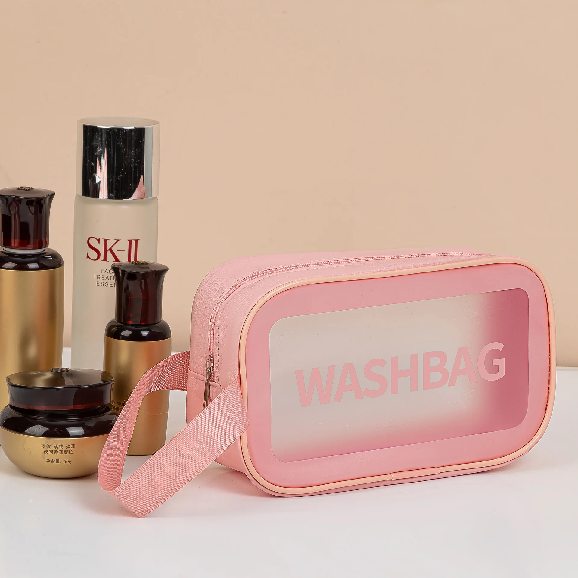 Homefish Mattierte Halbtransparente PVC-Kosmetiktasche mit Großer Kapazität, Tragbar, Wasserdicht, Reise-Kosmetik-Aufbewahrungsorganizer – Detail 3