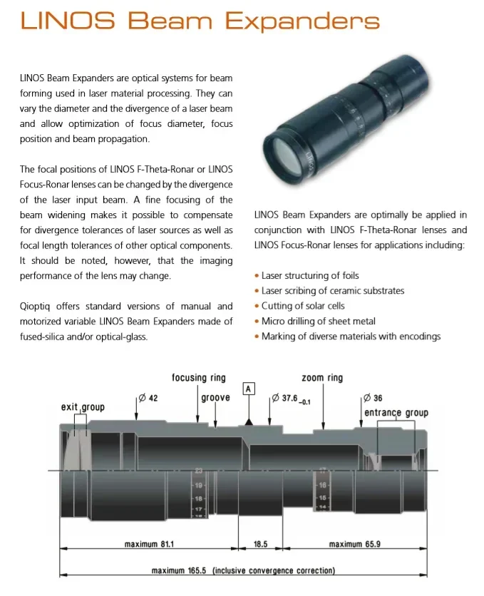 تفكيك، موسع الشعاع 064 نانومتر LiNos ألمانيا Rothschild Beam Expander 2-8x 1