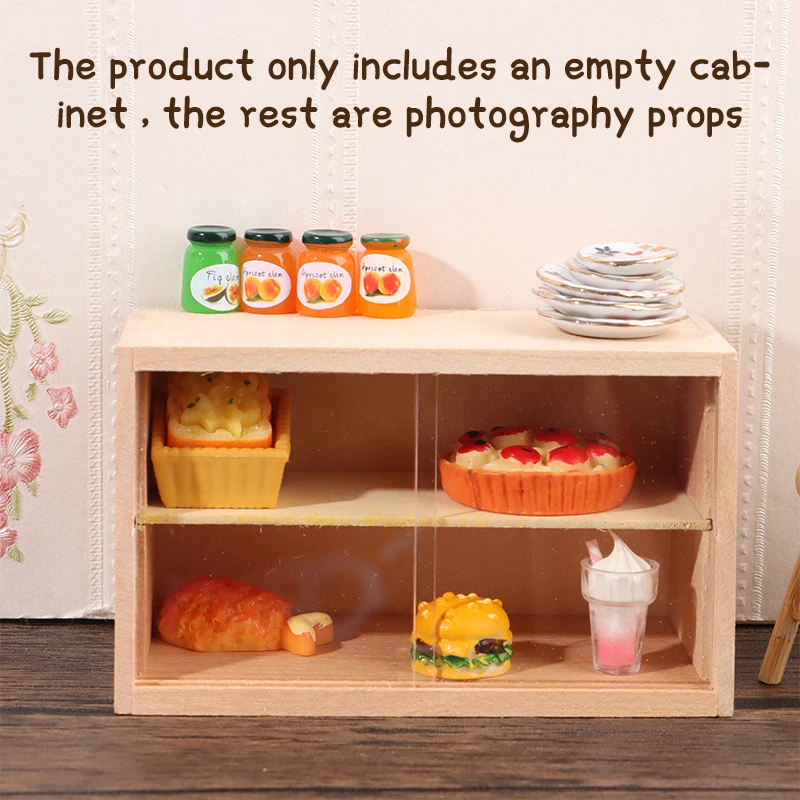 1Pc 인형 집 미니어처 벽 캐비닛 슬라이딩 도어 쇼케이스 스토리지 캐비닛 미니 침대 옆 테이블 모델 인형 집 장식 액세서리