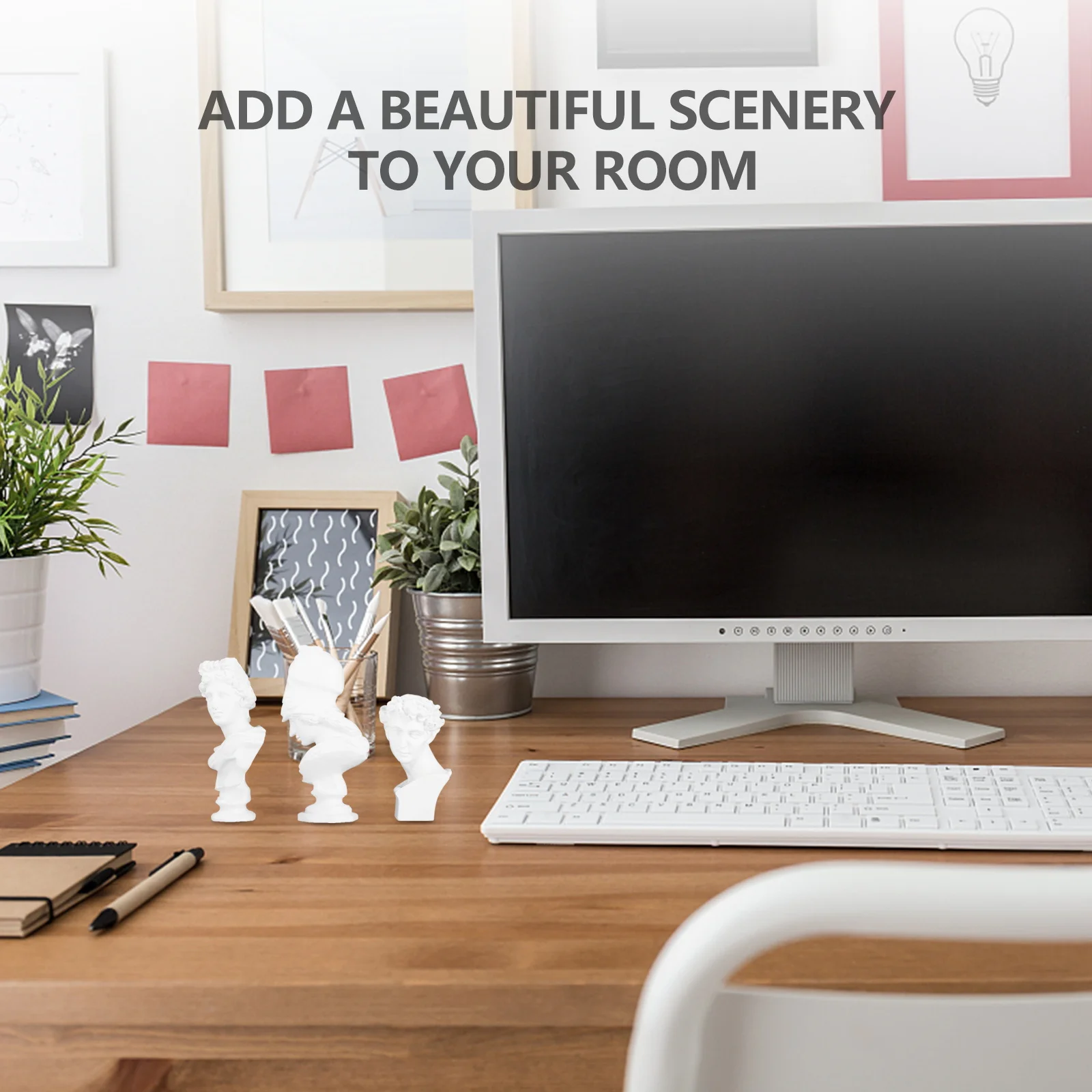 

3Pcs Greek Resin Statue Very Realistic Design Exquisite Compact Bust for Home Office Decor Desktop Sculpture Art