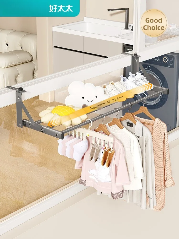 

Раздвижная сушилка для белья на балкон, полка-органайзер на подоконник, крючок для сушки обуви, легкая стальная конструкция для домашнего использования