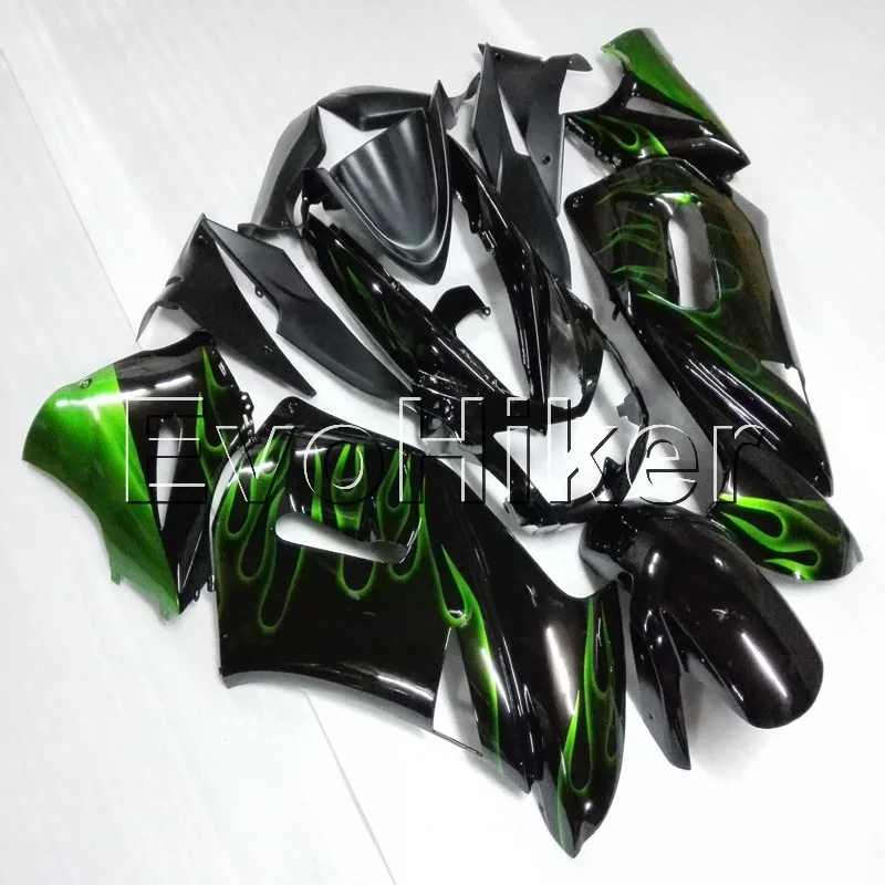 ABS Fairings for ER-6F 650r 2006 2007 2008 green flames ER6F 06 07 08 motorcycle bodywork kit