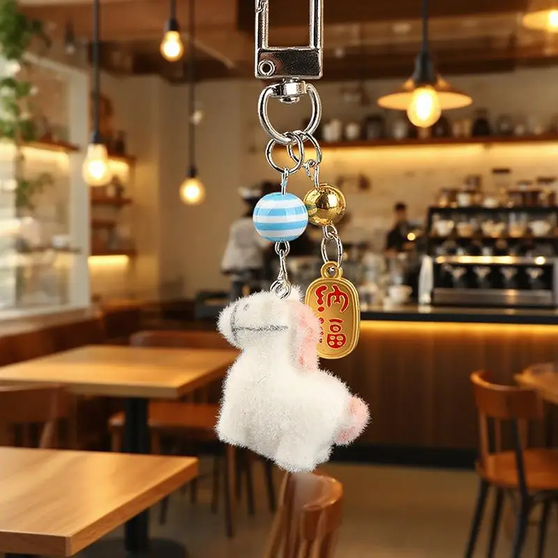 لطيف الكرتون يتدفقون الحيوان ثروة الحصان المفاتيح حقيبة زودياك الحصان سيارة كيرينغ السنة الجديدة هدية سماعة قلادة الديكور #4