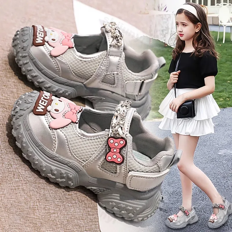 

Girls' Comfortable Sandals 2025 Summer New Cartoon Princess Lightweight Children Fashion Trend Hollow Mesh Breathable Cool Shoes
