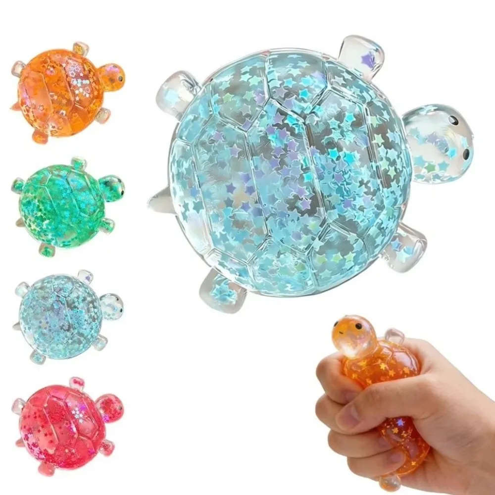 Small Animal Turtle Fidget Toy Sticky Texture Slow Rising Glitter Turtle Squeeze Toy Cute Turtle Squishy Toy Office Ornaments