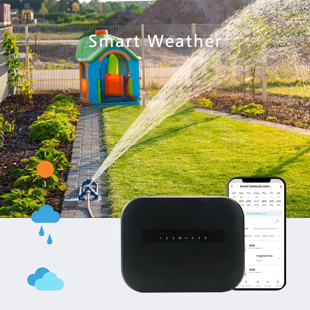 8 مناطق واي فاي تويا الذكية حديقة سقي الموقت 6 محطة الرش بالتنقيط الري تحكم صمام المياه يعمل مع Smartlife
