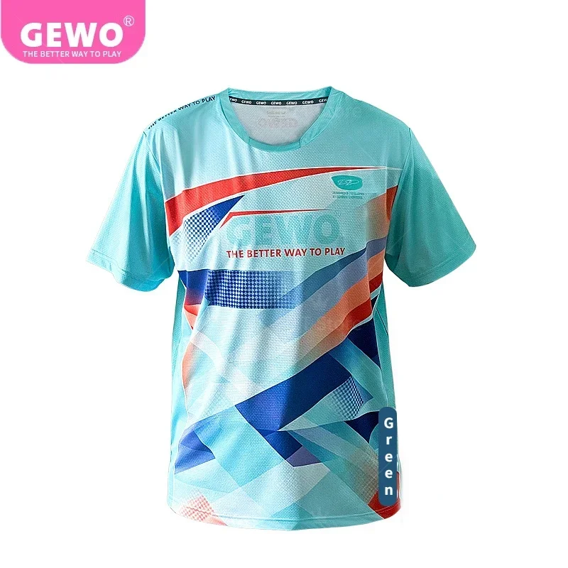 Original GEWO Table Tennis Sport Shirt Cologne Shirt Aruna Quadri Table Tennis Jersey T-shirt for Men Women Ping Pong Clothes